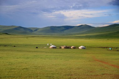 Ulaanbaatar yakınlarındaki Moğol bozkırında. Yüksek kalite fotoğraf