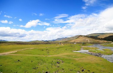 Moğolistan 'daki Orkhon Vadisi' nin manzarası. Yüksek kalite fotoğraf