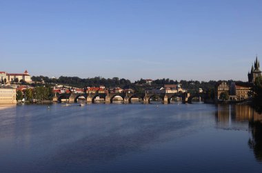 Prag 'daki Vltava manzarası. Yüksek kalite fotoğraf