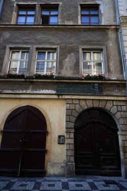 Prag 'daki astronom Kepler' in evinin cephesi. Yüksek kalite fotoğraf