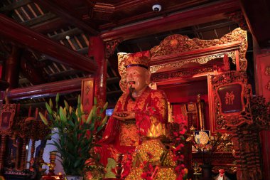 Hanoi, Vietnam 'daki Edebiyat Tapınağı' nda seremoni odasının heykeli. Yüksek kalite fotoğraf