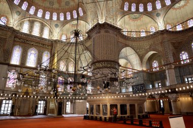İstanbul 'daki Mavi Cami' nin içi. Yüksek kalite fotoğraf