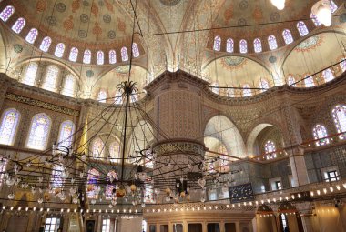 İstanbul 'daki Mavi Cami' nin içi. Yüksek kalite fotoğraf