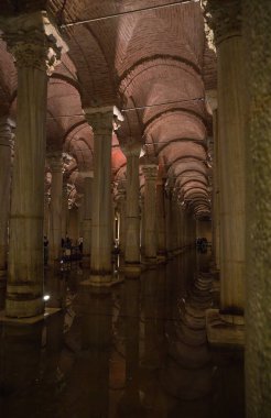 İstanbul 'daki Bazilika Sarnıcısının iç manzarası. Yüksek kalite fotoğraf