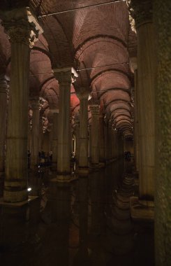 View of the interior of the Basilica Cistern in Istanbul. High quality photo clipart