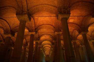 İstanbul 'daki Bazilika Sarnıcısının iç manzarası. Yüksek kalite fotoğraf
