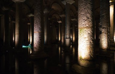View of the interior of the Basilica Cistern in Istanbul. High quality photo clipart
