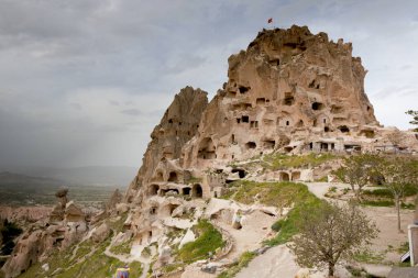 Türkiye 'nin Kapadokya kentindeki Uchisar manzarası. Yüksek kalite fotoğraf