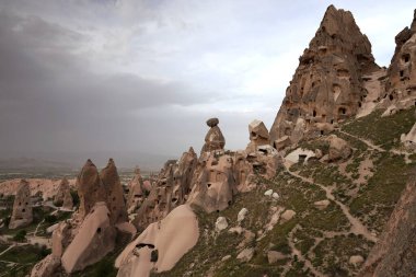 Türkiye 'nin Kapadokya kentindeki Uchisar manzarası. Yüksek kalite fotoğraf