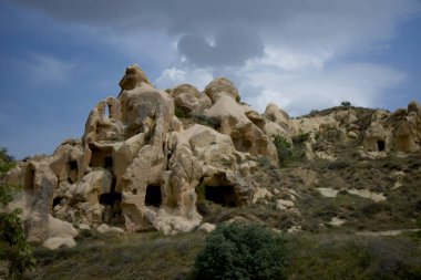Rock-hewn dwellings at the Goreme Open Air Museum in Cappadocia, Turkey. High quality photo clipart