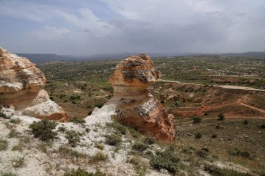 Kapadokya, Türkiye 'deki Kızıl Vadi' nin kaya oluşumları. Yüksek kalite fotoğraf