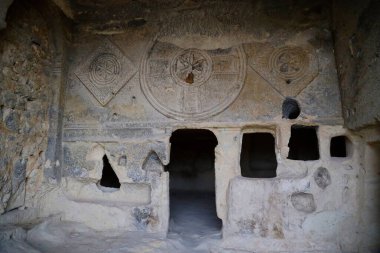 Cavusin 'deki Aziz John Kilisesi, Kapadokya, Türkiye. Yüksek kalite fotoğraf