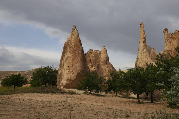 Rock formations in the Rose Valley in Cappadocia, Turkey. High quality photo