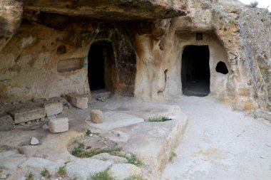 Türkiye 'nin Kapadokya kentindeki antik Cavusin kasabası. Yüksek kalite fotoğraf