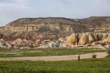 Türkiye 'nin Kapadokya kentindeki Gül Vadisi' nde kaya oluşumları. Yüksek kalite fotoğraf