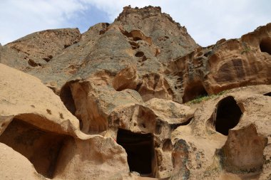 Türkiye 'nin Kapadokya kentindeki Selime Katedrali' nin dışından görüntüle. Yüksek kalite fotoğraf