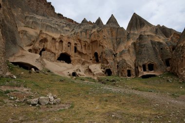 Selime Cathedral rock-cut religious buildings, Turkey. High quality photo clipart