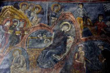 Türkiye 'deki kaya oymalı Gumusler Selime Manastırı' nın iç manzarası. Yüksek kalite fotoğraf