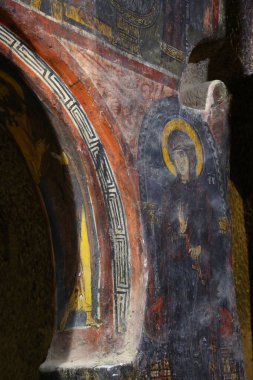 Interior view of the rock-hewn Gumusler Selime Monastery, Turkey. High quality photo clipart