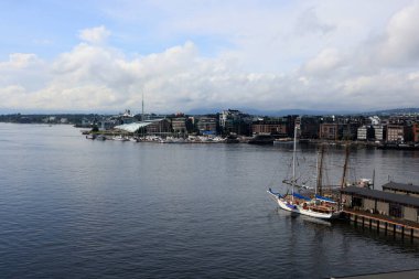 Norveç 'teki Oslo fiyordunun karakteristik bir görüntüsü. Yüksek kalite fotoğraf