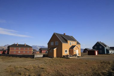 Ny Alesund, Svalbard, Kuzey Kutbu 'na açılan kapı. Yüksek kalite fotoğraf