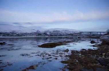 Tromso, Norveç 'teki fiyort manzarası. Yüksek kalite fotoğraf