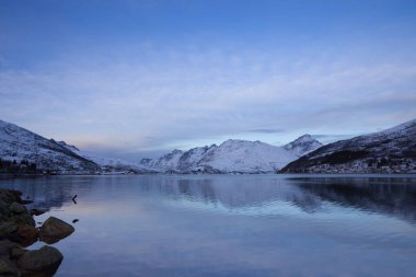 View of Kaldfjorden near Tromso in Norway. High quality photo clipart