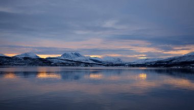 Winter sunset in Tromso, Norway. High quality photo clipart