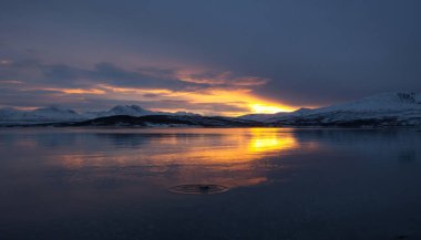 Tromso, Norveç 'te kış günbatımı. Yüksek kalite fotoğraf