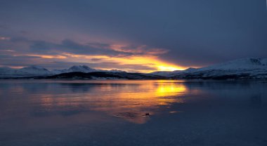 Tromso, Norveç 'te kış günbatımı. Yüksek kalite fotoğraf