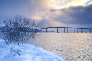 Tromso, Norveç 'te kış günbatımı. Yüksek kalite fotoğraf