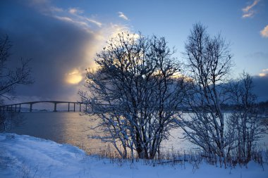 Tromso, Norveç 'te kış günbatımı. Yüksek kalite fotoğraf