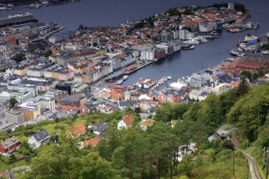Norveç 'in Bergen şehrinin hava manzarası. Yüksek kalite fotoğraf