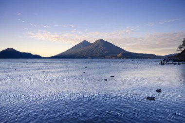 Lake Atitlan with its Volcanoes in Guatemala. High quality photo clipart