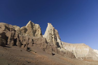 Havakty, Mangystau 'daki Şato şekilli Dağlar Vadisi. Yüksek kalite fotoğraf