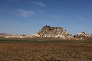 Havakty, Mangystau 'daki Şato şekilli Dağlar Vadisi. Yüksek kalite fotoğraf