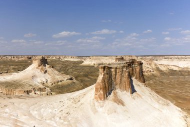 Bozjyra kaya oluşumlarının hava görüntüsü, Mangystau. Yüksek kalite fotoğraf