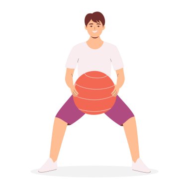 Fitness topuyla erkek çalışması, karakter çizimi