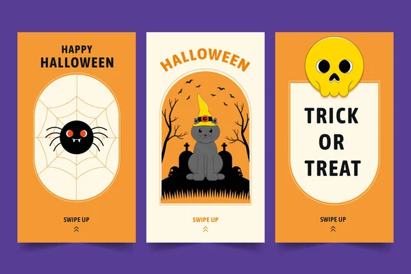 Halloween Social Media Stories Template Vector Illustration — Stock Vector