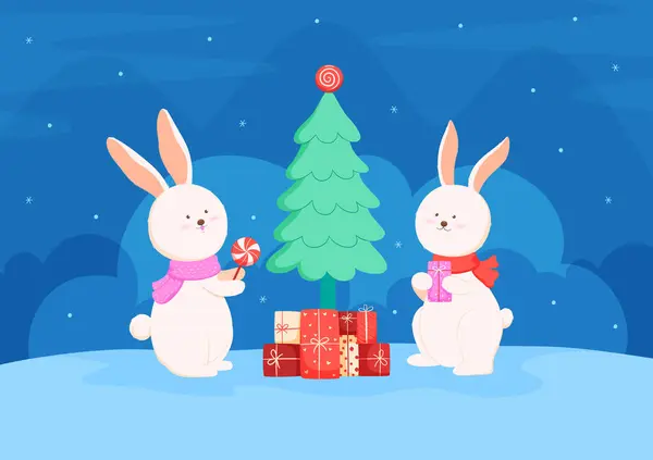 Tavşanlı Noel kartı, Mutlu Noeller ve yeni yıl