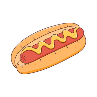 Hardallı ve ketçaplı sosisli sandviç, Fast Food Vector Design