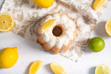 lemon pie on a light background. cake with lemon
