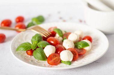 Caprese salatası. geleneksel İtalyan yemekleri. domates ve mozzarella.