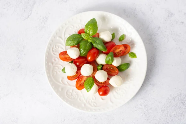 Caprese Salat Traditionelles Italienisches Essen Tomaten Und Mozzarella — Stockfoto