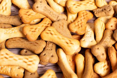 Arka plan için kurutulmuş köpek maması topakları