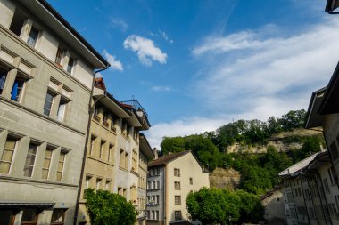 23.07.22 Switzerland. İsviçre 'deki inanılmaz güzel Freiburg şehri. Mimarlık ve panorama