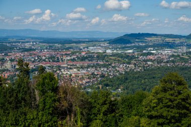 28.08.22.Switzerland. Bern panorama. View of Bern from the mountain. Beautiful medieval city
