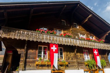 28.09.22.Switzerland. Beautiful Swiss houses in the Alpine village.