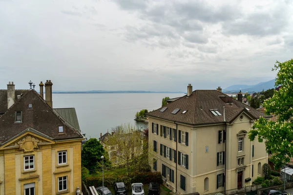 Svájc Hihetetlenül Gyönyörű Város Naschatel Svájc Gyönyörű Hihetetlen Építészet Svájci — Stock Fotó