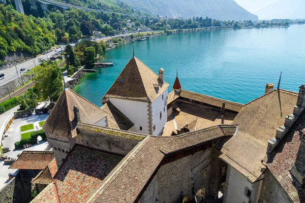 Chillon Kastély Svájcban Genfi Partján — Stock Fotó